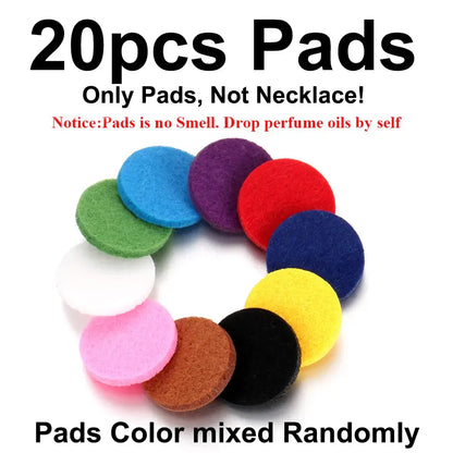 20pcs color mixed pads for essential oils, designed for aromatherapy diffuser necklaces or use of perfume.
